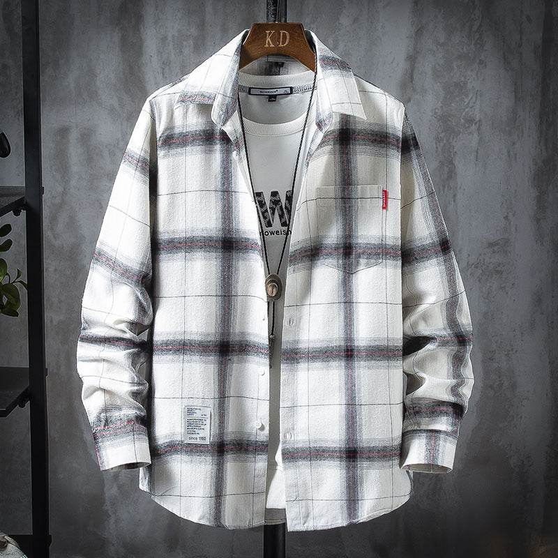 Plaid Shirt Jacket Men's Shirt Long Sleeve Casual - Mubimart