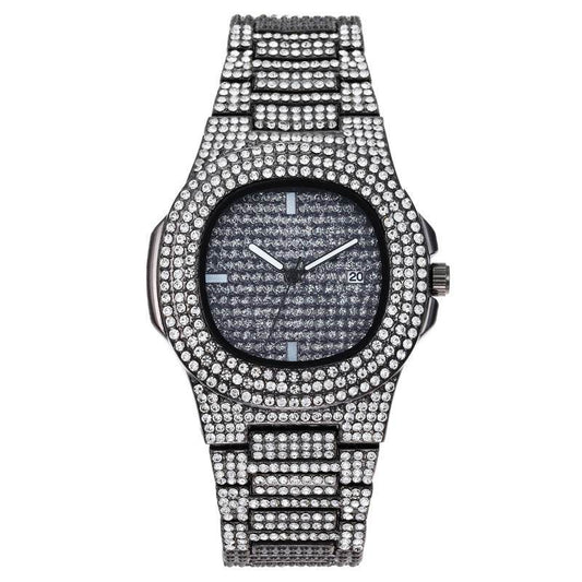 Mens Watches Luxury Brand Fashion Diamond Date Quartz Watch - Mubimart
