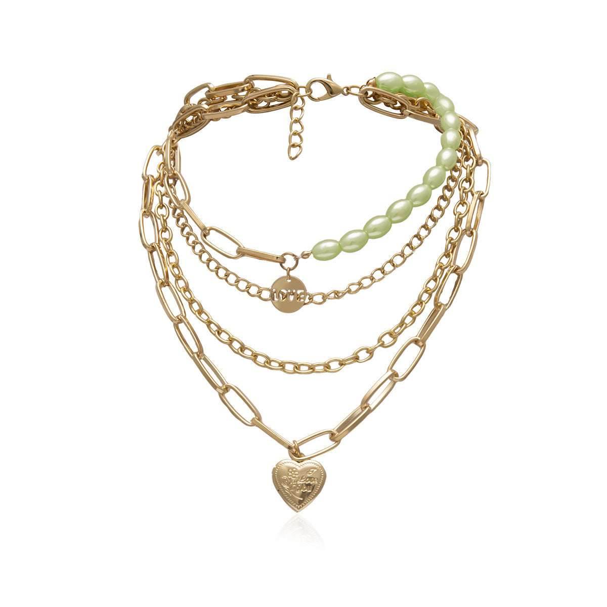 Mixed Punk Chain Pearl Necklace Women - Mubimart