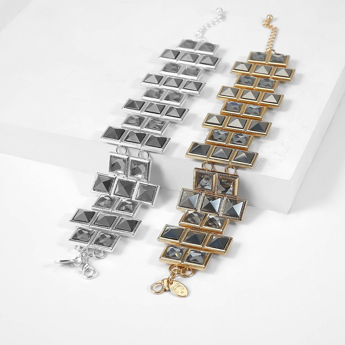 Frosty Temperament Square Zircon Bracelet Female Simple Irregular Glass Gemstone Bracelet - Mubimart