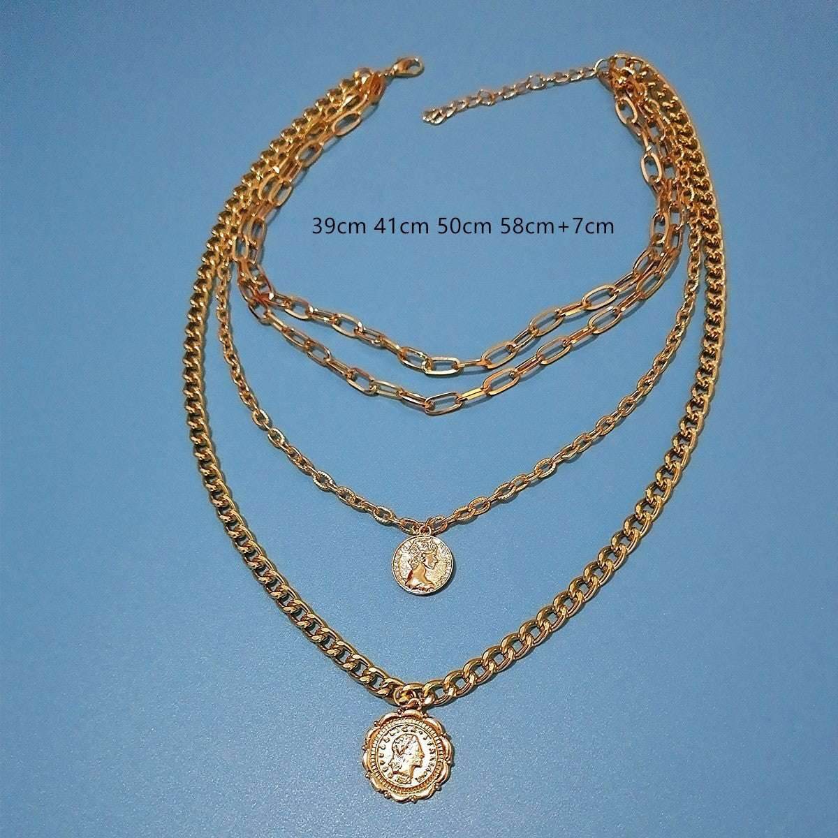 Queen Embossed Pendant Necklace Sweater Chain Women - Mubimart