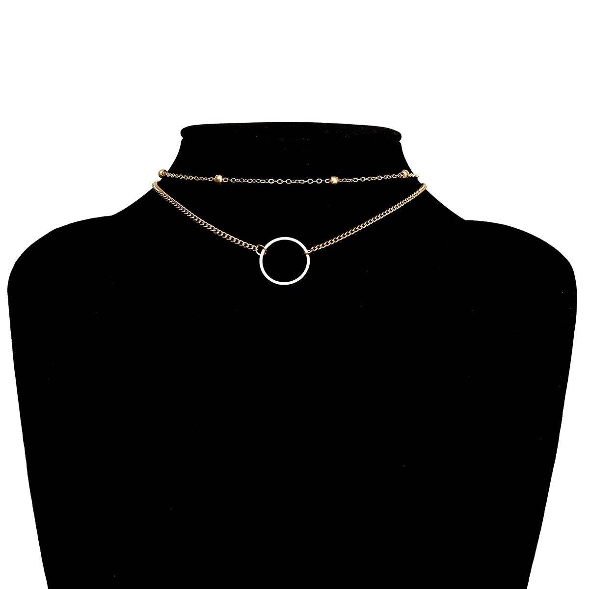 SUMENG New Arrival Fashion Modern Choker Necklace Two Layers Round Necklaces Gold Color Necklace Choker Jewelry For Women - Mubimart