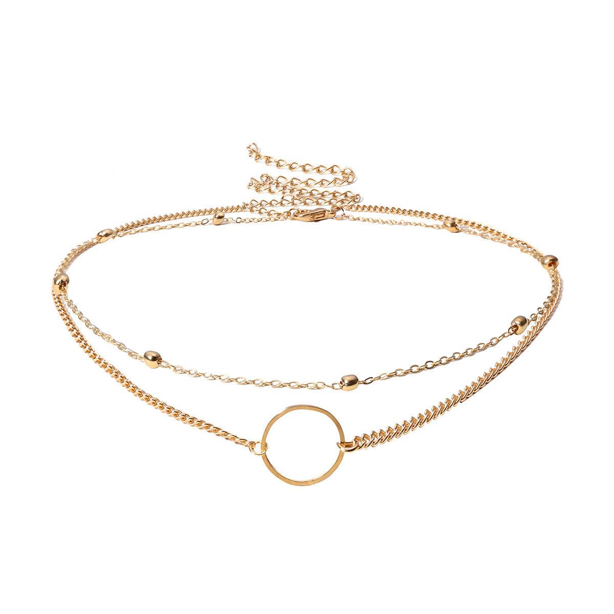 SUMENG New Arrival Fashion Modern Choker Necklace Two Layers Round Necklaces Gold Color Necklace Choker Jewelry For Women - Mubimart