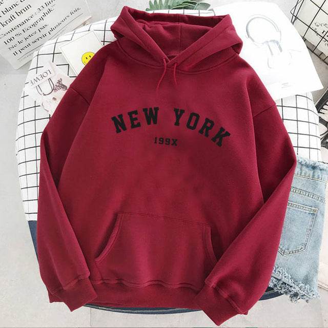 NEW Colors Sweatshirts Velvet Winter Women's NEW YORK - Mubimart