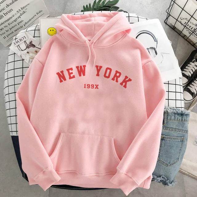 NEW Colors Sweatshirts Velvet Winter Women's NEW YORK - Mubimart
