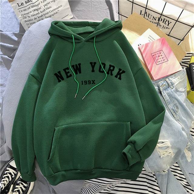 NEW Colors Sweatshirts Velvet Winter Women's NEW YORK - Mubimart