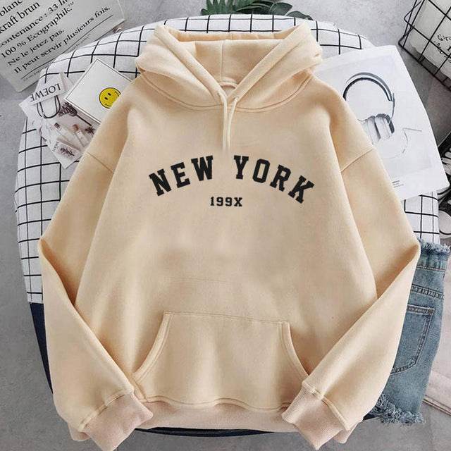 NEW Colors Sweatshirts Velvet Winter Women's NEW YORK - Mubimart
