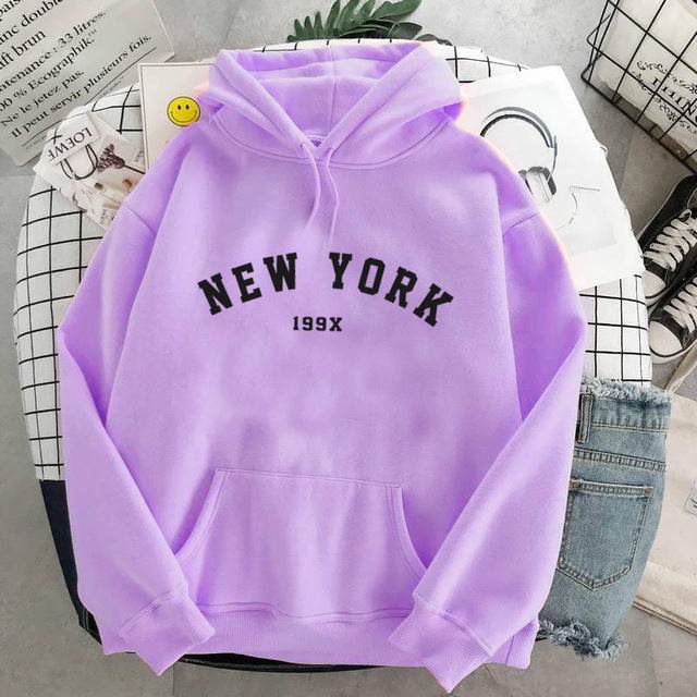 NEW Colors Sweatshirts Velvet Winter Women's NEW YORK - Mubimart