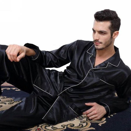 Mens Pajama Set Winter Sleepwear Men Homewear Warm Nightwear - Mubimart