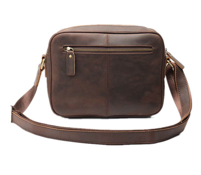 New Mens Single Shoulder Messenger Bag Retro Cowhide Casual Business Document Messenger Bag - Mubimart