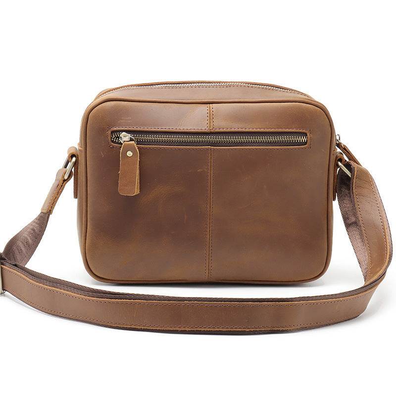 New Mens Single Shoulder Messenger Bag Retro Cowhide Casual Business Document Messenger Bag - Mubimart