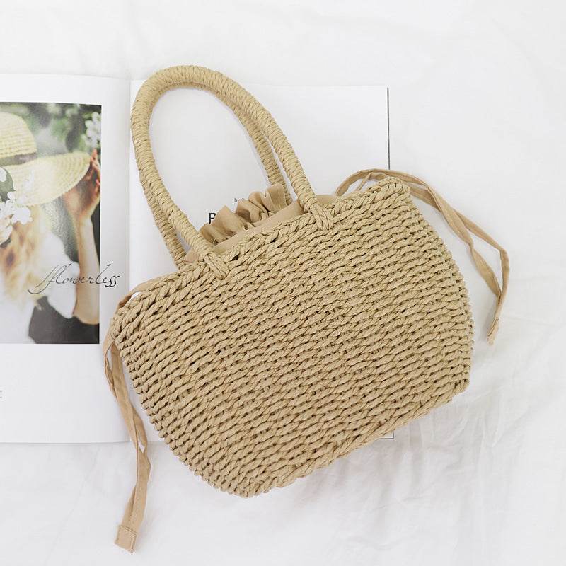 Yogodlns Hot Women Straw Bags Woven Bag Summer Beach Rattan Shoulder Bag Bamboo Bag Large Handbag Purse Fashion Shoulder Bag - Mubimart