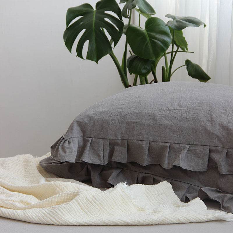 Pure Cotton Ruffled Pillowcase, A Pair Of Single Pillowcases - Mubimart