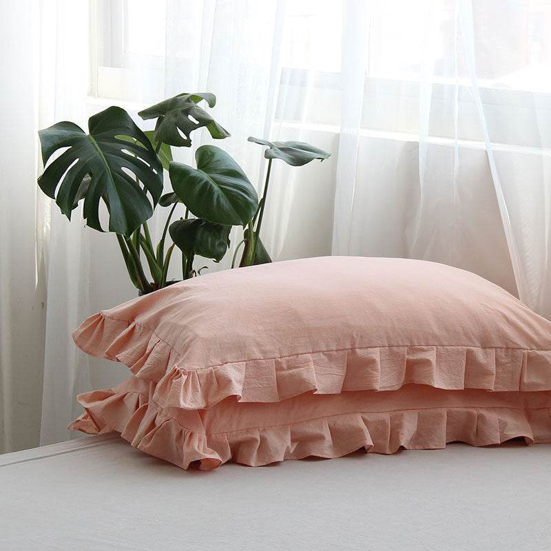 Pure Cotton Ruffled Pillowcase, A Pair Of Single Pillowcases - Mubimart