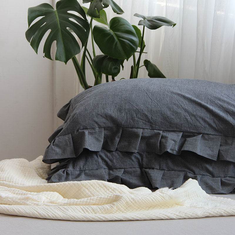 Pure Cotton Ruffled Pillowcase, A Pair Of Single Pillowcases - Mubimart