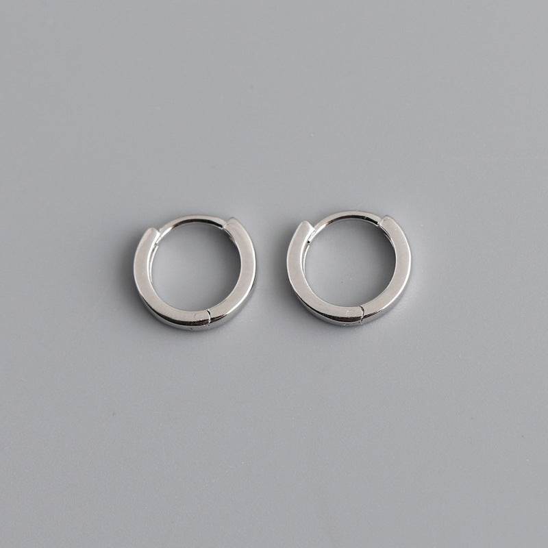 Beautiful Simple Plain Hoop Earrings S925 Sterling Silver Stud Earrings Women - Mubimart