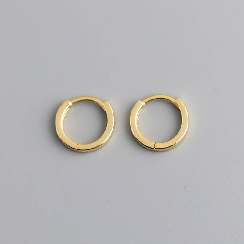 Beautiful Simple Plain Hoop Earrings S925 Sterling Silver Stud Earrings Women - Mubimart