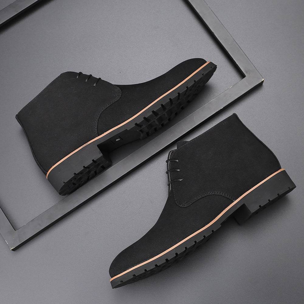 Casual Men s Leather Shoes Zhongbang Leather Boots Front Lace up Low Heel Large Size - Mubimart