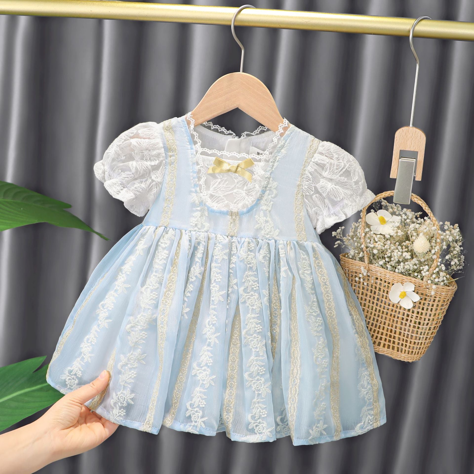 Children\'s Summer MeshSummer New Dress Princess Korean Style girl\'s Round Neck Skirt - Mubimart -