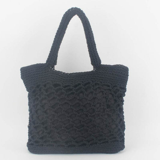 New Crochet Beach Handbag for Girls Summer Straw Rope Hollow Out Hand Woven Totes Bag Women Hollow Knitting Handbag - Mubimart