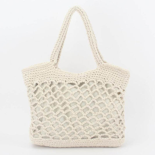 New Crochet Beach Handbag for Girls Summer Straw Rope Hollow Out Hand Woven Totes Bag Women Hollow Knitting Handbag - Mubimart