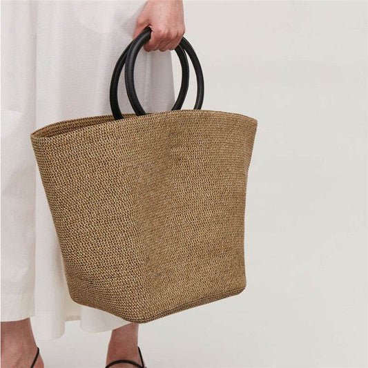 Straw Woven Bag Women Spring And Summer New Large-Capacity Beach Holiday Handbag Tide - Mubimart