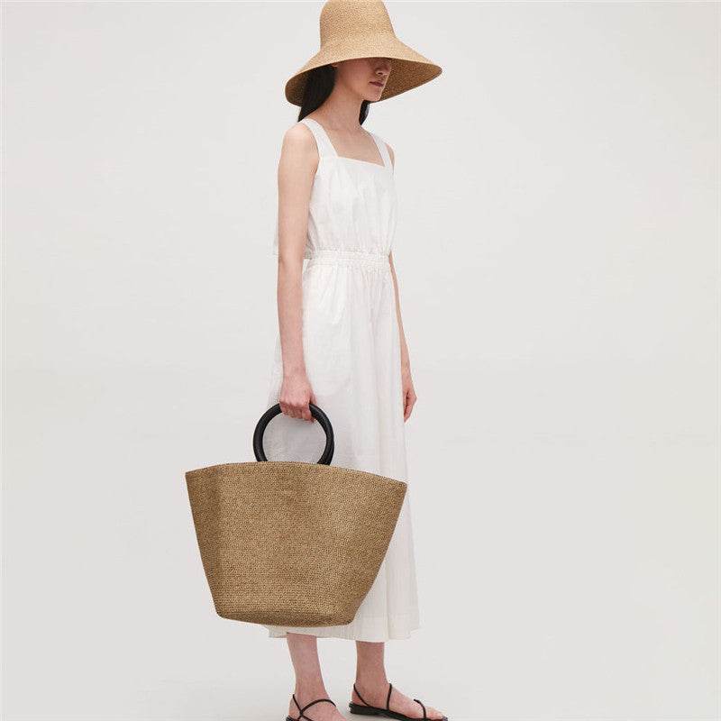 Straw Woven Bag Women Spring And Summer New Large-Capacity Beach Holiday Handbag Tide - Mubimart
