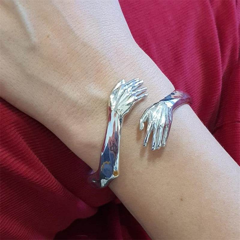 Goth Hand Hug Bracelet For Women Men Cuff Bangle Adjustable Lover Couple Bracelets - Mubimart