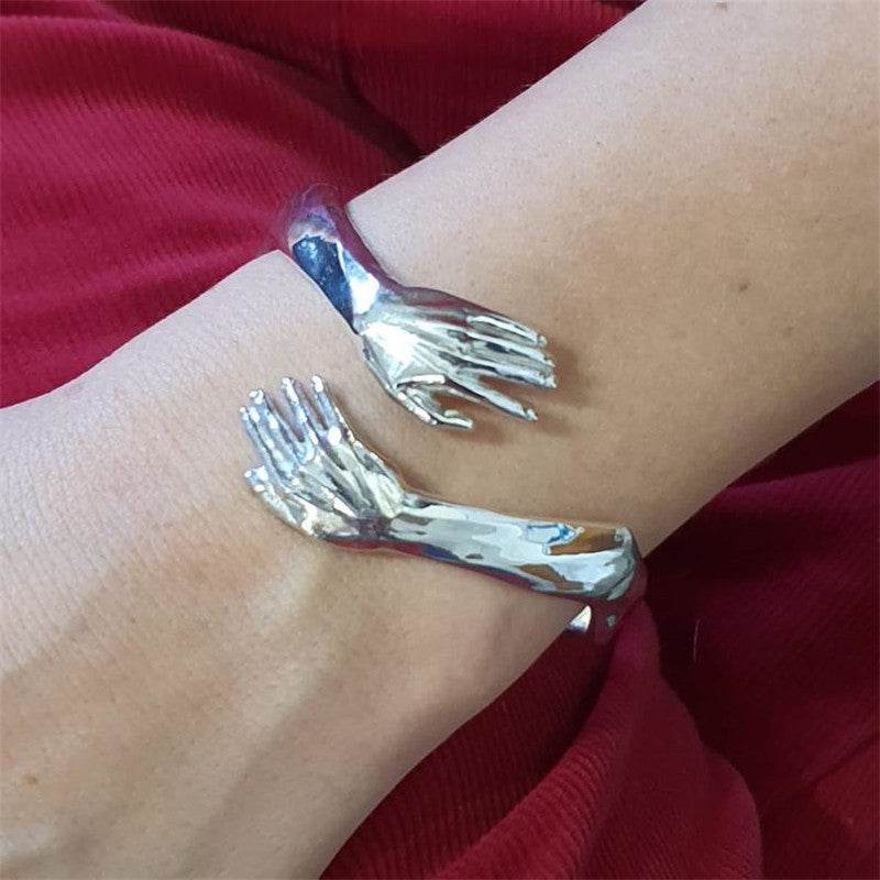 Goth Hand Hug Bracelet For Women Men Cuff Bangle Adjustable Lover Couple Bracelets - Mubimart