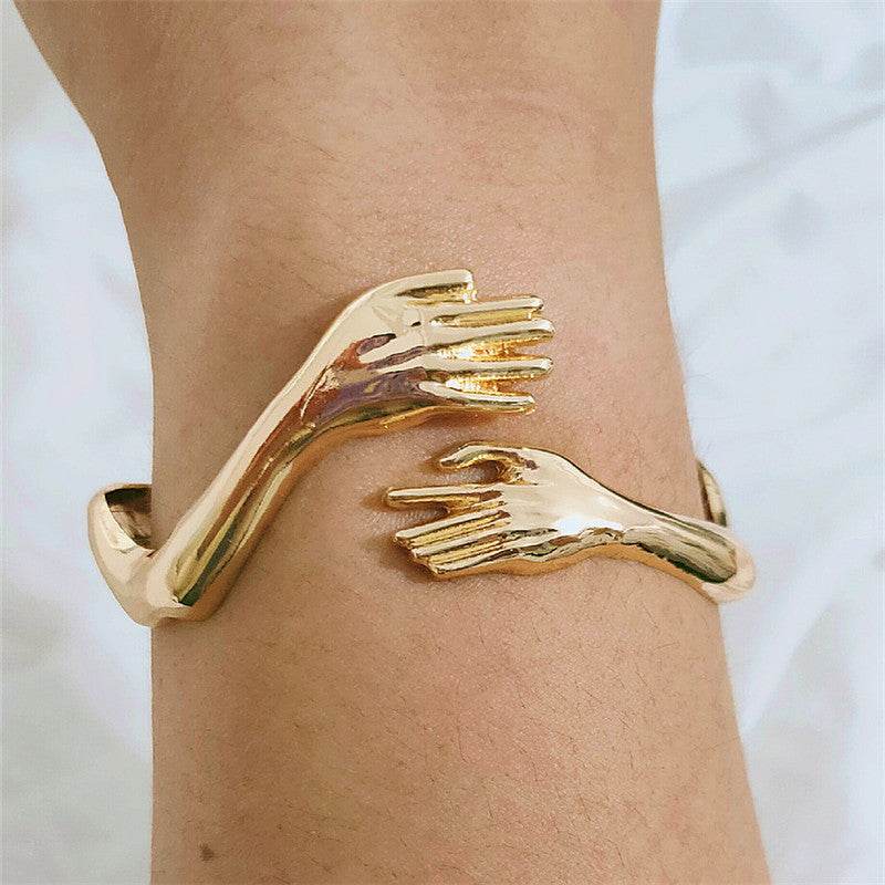 Goth Hand Hug Bracelet For Women Men Cuff Bangle Adjustable Lover Couple Bracelets - Mubimart