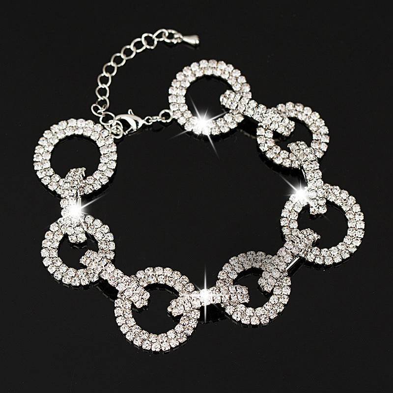 Ladies Rhinestone Bangle Multilayer Bracelet - Mubimart