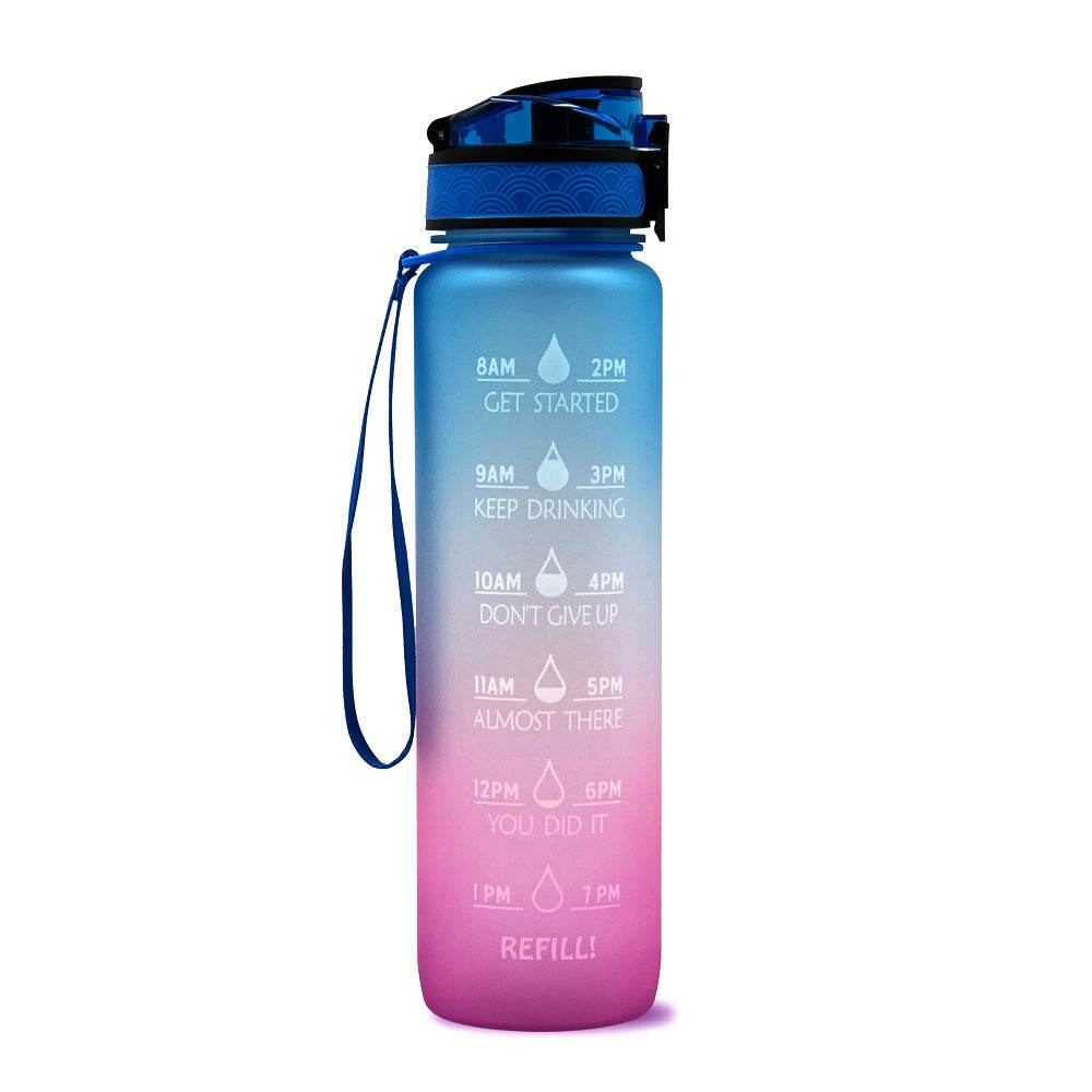 1L Tritan Water Bottle With Time Marker Bounce Cover Motivational Water Bottle Cycling Leakproof Cup For Sports Fitness Bottles - Mubimart