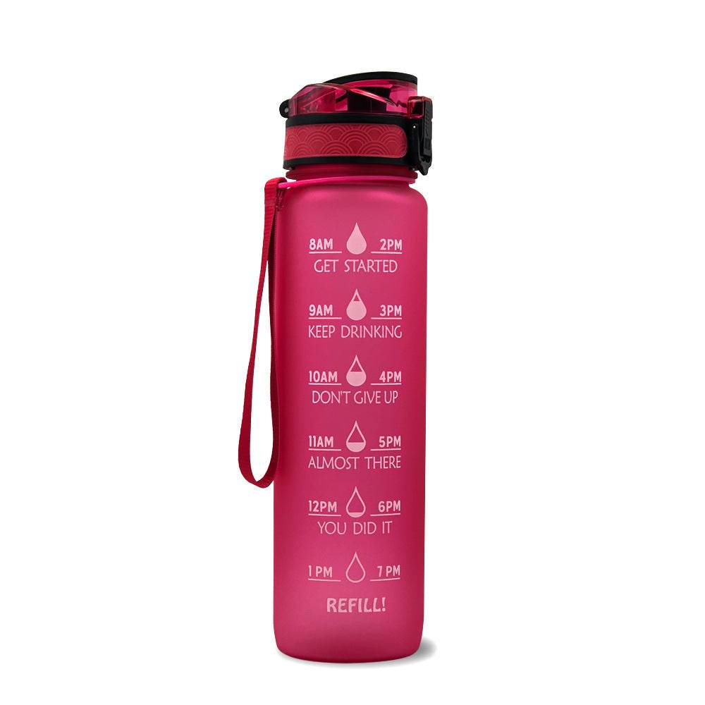 1L Tritan Water Bottle With Time Marker Bounce Cover Motivational Water Bottle Cycling Leakproof Cup For Sports Fitness Bottles - Mubimart