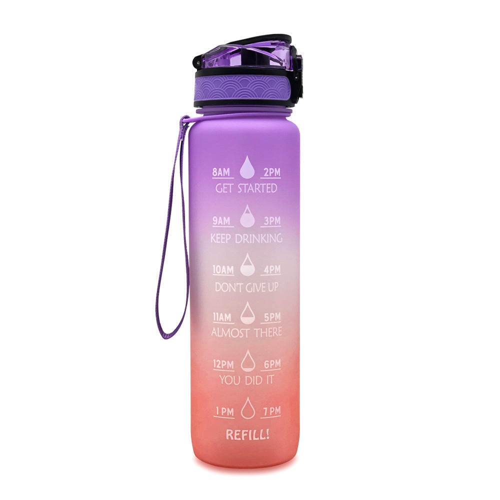 1L Tritan Water Bottle With Time Marker Bounce Cover Motivational Water Bottle Cycling Leakproof Cup For Sports Fitness Bottles - Mubimart