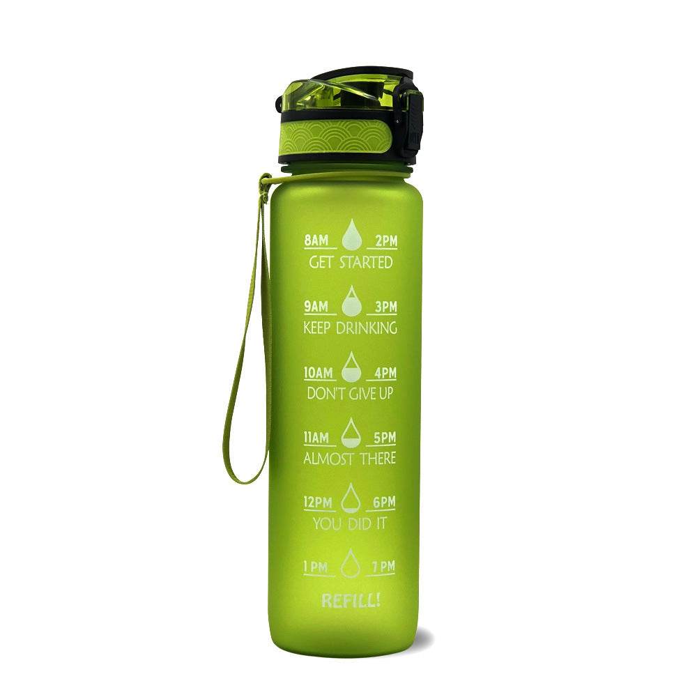 1L Tritan Water Bottle With Time Marker Bounce Cover Motivational Water Bottle Cycling Leakproof Cup For Sports Fitness Bottles - Mubimart