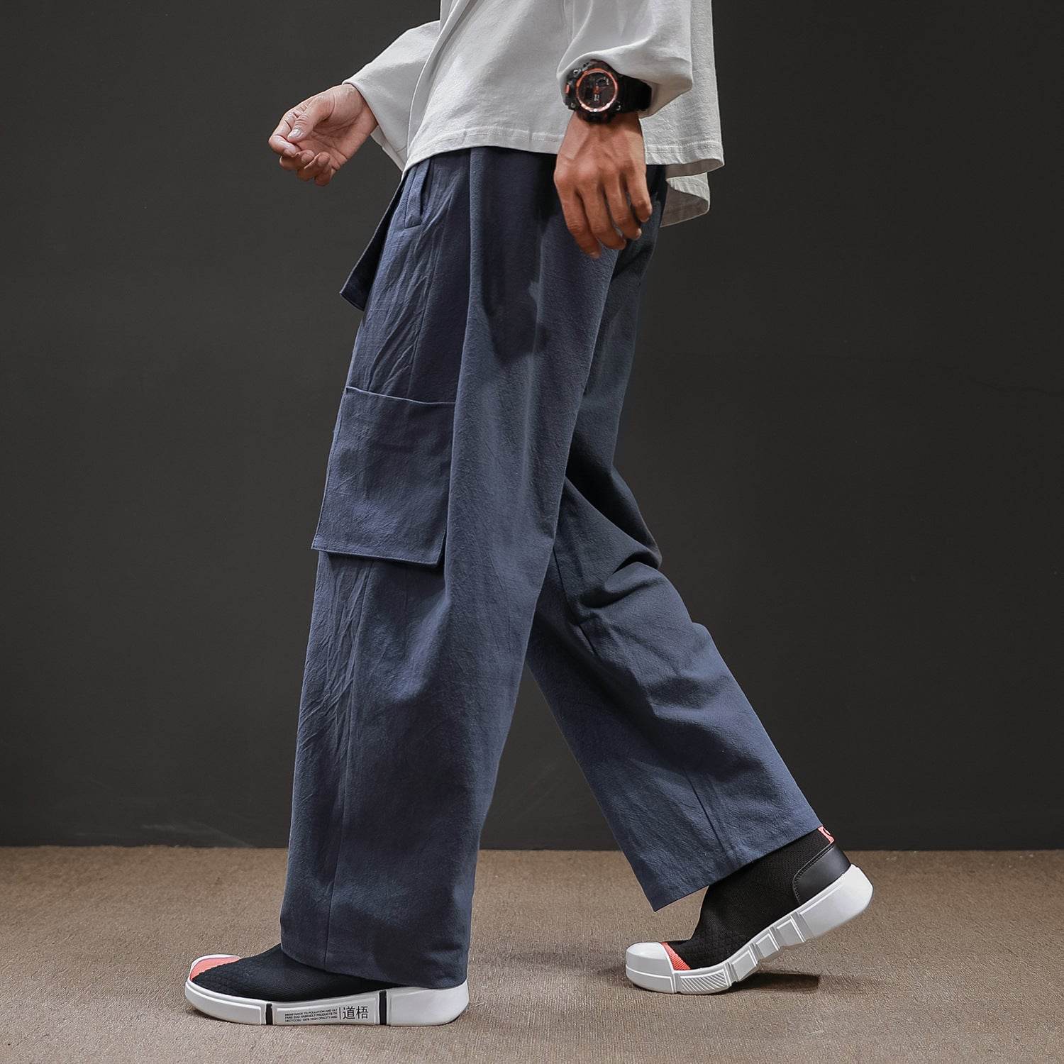 Straight Mid-Waist Lace-Up Cargo Pants - Mubimart