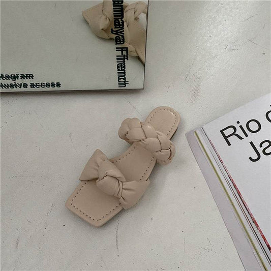 Women's Shoes, Shoes, Sandals, Women's Twist-shaped Sandals And Slippers, Square Toe Flat Mules - Mubimart
