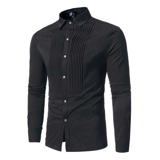 Royal Blue Wedding Tuxedo Shirt Men Brand Fashion Slim Fit Long Sleeve Mens Dress Shirts Business Casual Chemise Homme - Mubimart