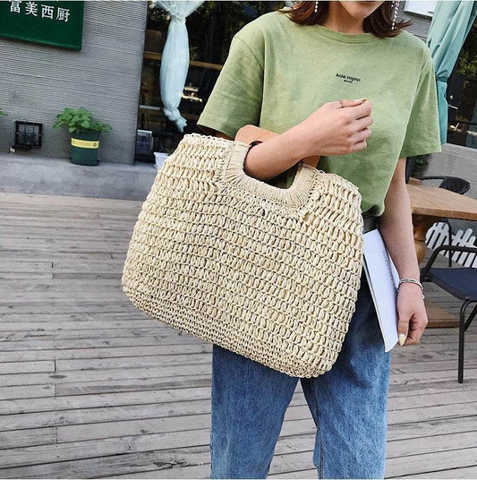 Straw Bag Beach Bag Handbag Handbag - Mubimart