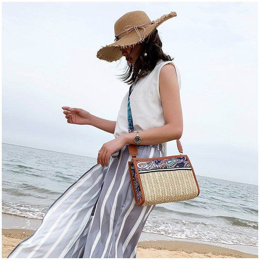 Fashion Woman Bag Retro Ethnic Wind Straw Beach Wild Shoulder Messenger Taschen Women Ladies Bags Bolsas De Mujer Borse Da Donna - Mubimart