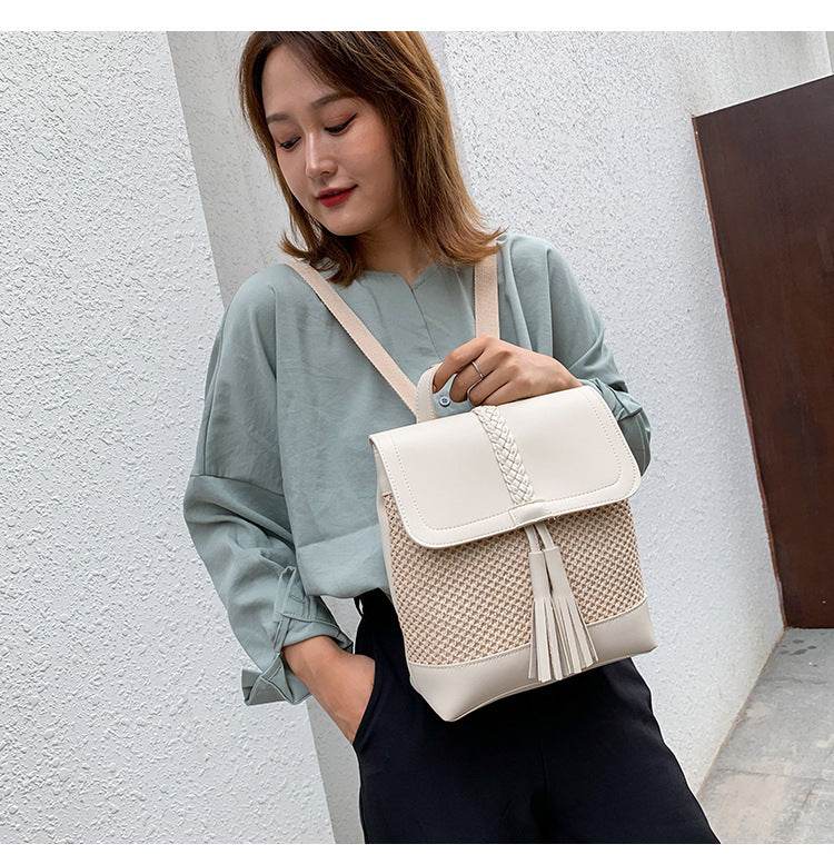 Shoulder Straw Woven Bag Women Fashion Woven Bag - Mubimart