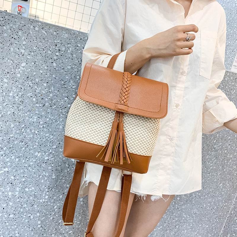 Shoulder Straw Woven Bag Women Fashion Woven Bag - Mubimart