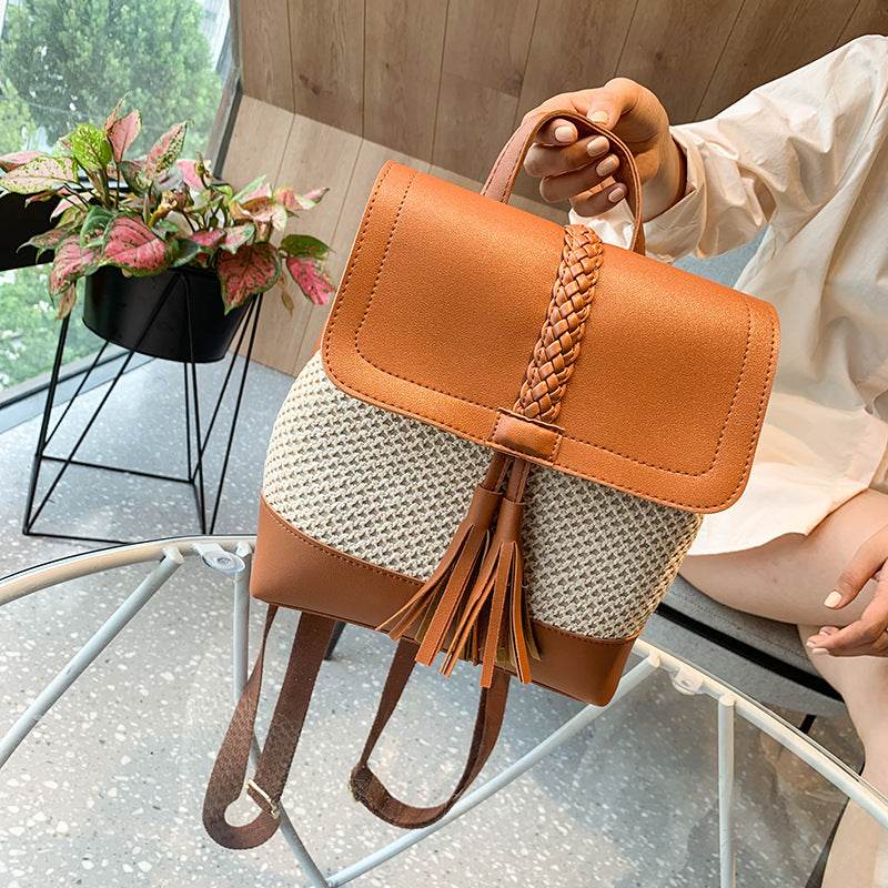 Shoulder Straw Woven Bag Women Fashion Woven Bag - Mubimart