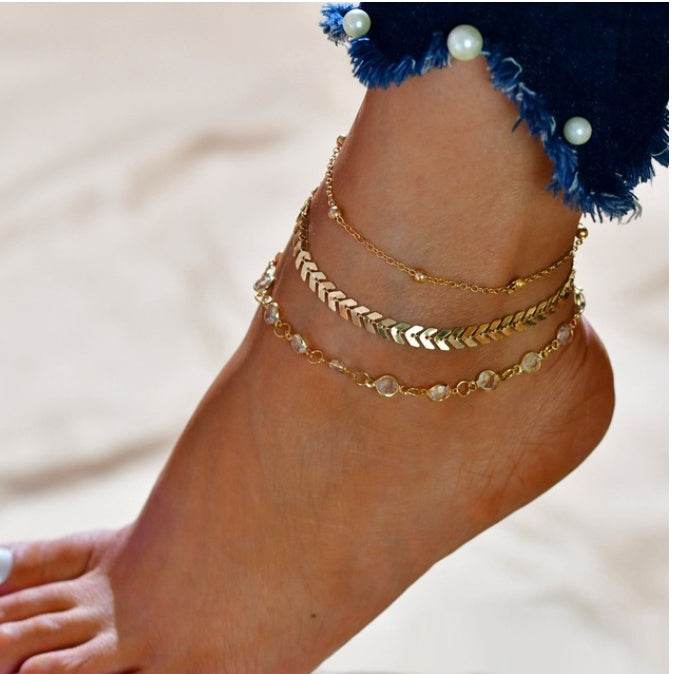 LETAPI Bohemian Beads Anklets for Women Boho Cubic Zirconia Anklet Ankle Bracelet on Leg Anklet Jewellery - Mubimart