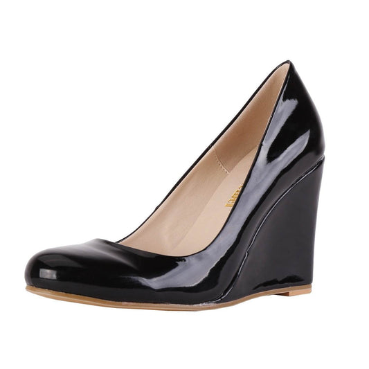 Womens Pumps Shoes Wedge High Heels Pointed Toe - Mubimart