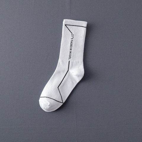 Socks Men'S Stockings Street Men'S Trendy Socks Simple Black And White Tube Socks Sports Socks - Mubimart