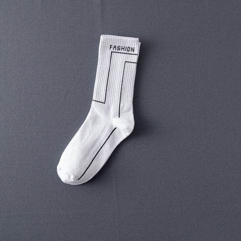 Socks Men'S Stockings Street Men'S Trendy Socks Simple Black And White Tube Socks Sports Socks - Mubimart