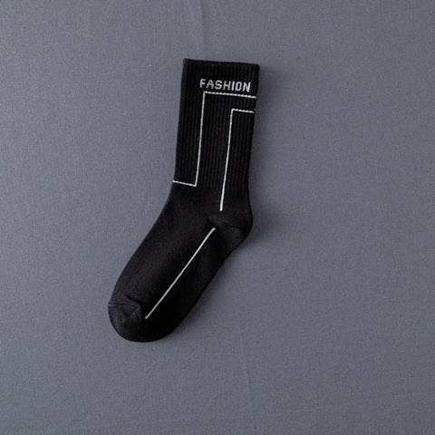 Socks Men'S Stockings Street Men'S Trendy Socks Simple Black And White Tube Socks Sports Socks - Mubimart