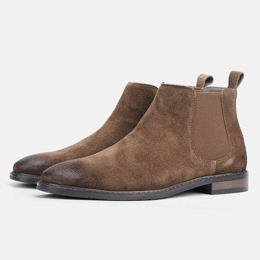 Boot Retro Casual Trend Mid-Cut Leather Boots High-Cut Ankle Boots - Mubimart