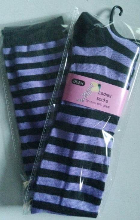Pure Cotton Over-The-Knee Long Socks, Colorful Striped Base Socks, Pure Campus Style, High-Top Long Socks - Mubimart